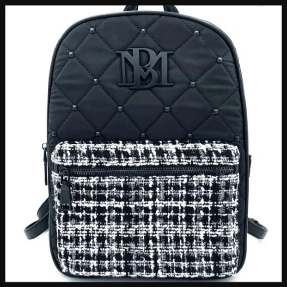 BADGLEY MISCHKA TWEED DIAMOND QUILTED NYLON BACKPACK SHOULDER BAG NWT - Picture 1 of 3